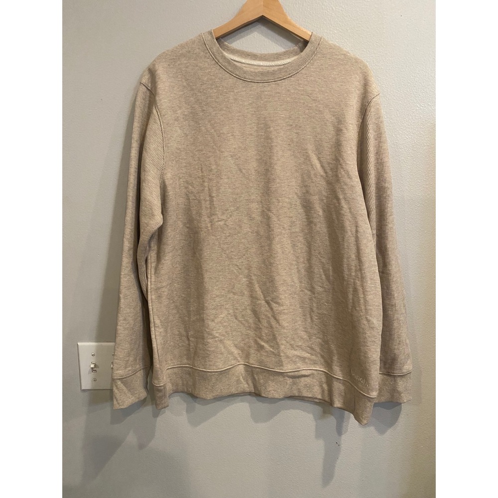 Bench Urbanwear Mens Tan Waffle Knit Crewneck Sweatshirt Large Pullover Sweater